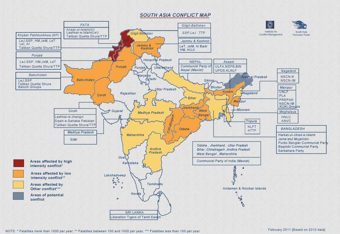South Asia Conflict Map 2010 